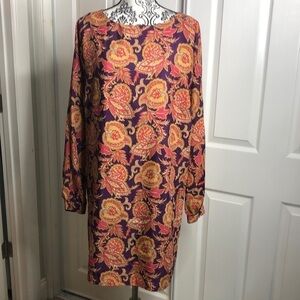 Loft Dress Paisley Print Long Sleeve Sheath M